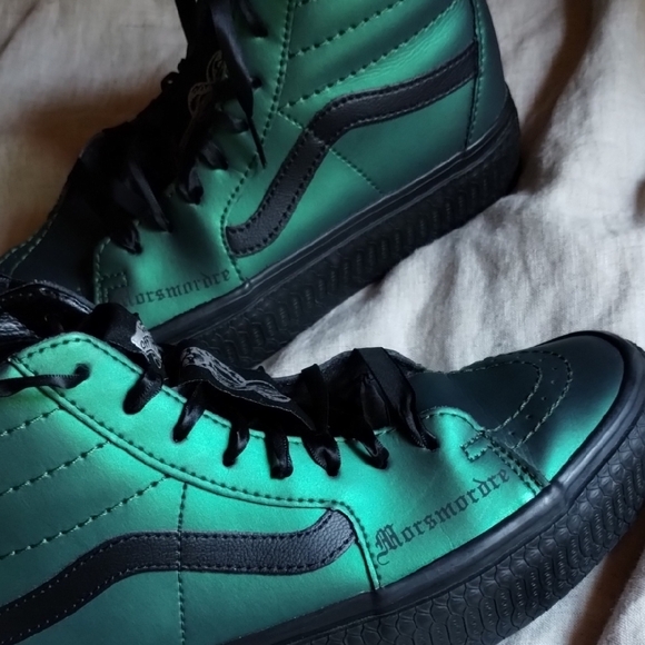 Vans OFF THE WALL  Iridescent Green High-Top Sneakers Slytherin Dark Mark Sz8 - Picture 10 of 10